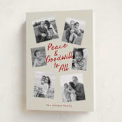"Peace and Goodwill" - Holiday Cards in Berry by Louise Kay - Folded Card