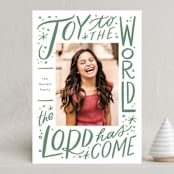 "Joy to the world lettering" - Holiday Cards in Evergreen by Alethea and Ruth - Front