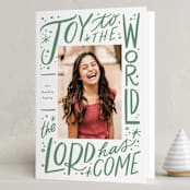 "Joy to the world lettering" - Holiday Cards in Evergreen by Alethea and Ruth - Folded Card