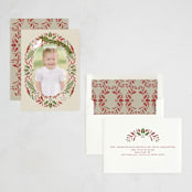 "Evergreen Ribbon" - Holiday Cards in Holly Berry by Susan Zinader - Assembled