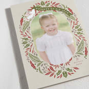 "Evergreen Ribbon" - Holiday Cards in Holly Berry by Susan Zinader - Detail