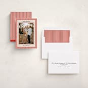 "Little Stripes" - Holiday Cards in Ruby by Annie Shapiro - Assembled