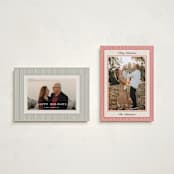 "Little Stripes" - Holiday Cards in Ruby by Annie Shapiro - Photo Orientation Options