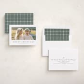 "Winter Daisy" - Holiday Cards in Fir by Wildfield Paper Co - Assembled