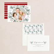 "Evergreen Surround" - Holiday Cards in Cranberry by Lehan Veenker - Assembled