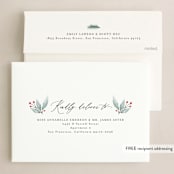 "Evergreen Surround" - Holiday Cards in Cranberry by Lehan Veenker - FREE Recipient Addressing