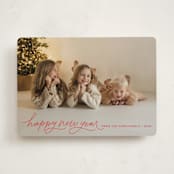 "Merry Christmas Script" - Holiday Cards in Holly Berry by Kristen Magee - Front