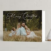 "delicate holiday script" - Holiday Cards in Cream by Baumbirdy - Folded Card