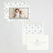 "Cottage Watercolor Ribbon" - Holiday Cards in Periwinkle by Jackie Crawford - Assembled