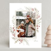 "Pine + Berries" - Holiday Cards in Sugar Plum by Wildfield Paper Co - Front