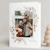 "Pine + Berries" - Holiday Cards in Sugar Plum by Wildfield Paper Co - Folded Card