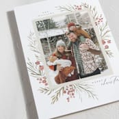 "Pine + Berries" - Holiday Cards in Sugar Plum by Wildfield Paper Co - Detail