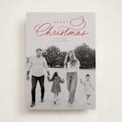 "Swirl Script" - Holiday Cards in Candy Cane by Everett Paper Goods - Front