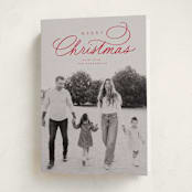 "Swirl Script" - Holiday Cards in Candy Cane by Everett Paper Goods - Folded Card