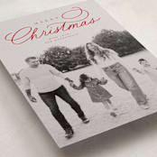 "Swirl Script" - Holiday Cards in Candy Cane by Everett Paper Goods - Detail