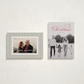 "Swirl Script" - Holiday Cards in Candy Cane by Everett Paper Goods - Photo Orientation Options