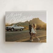 "Retro Slant" - Holiday Cards in Snow by Everett Paper Goods - Folded Card
