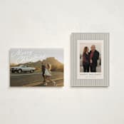 "Retro Slant" - Holiday Cards in Snow by Everett Paper Goods - Photo Orientation Options