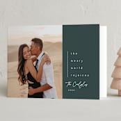 "The World Rejoices" - Holiday Cards in Pine by Lea Delaveris - Folded Card