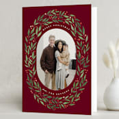 "Folksy Christmas" - Holiday Cards in Mulled Wine by Brooke Chandler - Folded Card