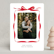 "Bow" - Holiday Cards in Crimson by Olivia Kanaley Inman - Front