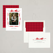 "Bow" - Holiday Cards in Crimson by Olivia Kanaley Inman - Assembled