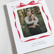 "Bow" - Holiday Cards in Crimson by Olivia Kanaley Inman - Detail