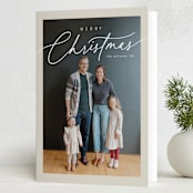 "Classic Script" - Holiday Cards in Cream by Nicole Walsh - Folded Card