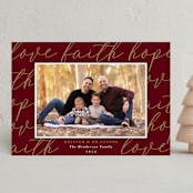 "Scripted" - Holiday Cards in Poinsettia by Oma N. Ramkhelawan - Front