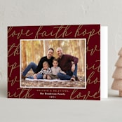 "Scripted" - Holiday Cards in Poinsettia by Oma N. Ramkhelawan - Folded Card