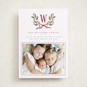 "Holly Monogram" - Holiday Cards in Holly Berry by Wildfield Paper Co - Front