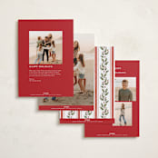 "Holly Monogram" - Holiday Cards in Holly Berry by Wildfield Paper Co - Back of Card Options
