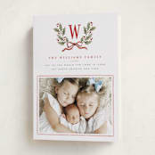 "Holly Monogram" - Holiday Cards in Holly Berry by Wildfield Paper Co - Folded Card