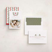 "Holly Monogram" - Holiday Cards in Holly Berry by Wildfield Paper Co - Assembled