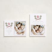 "Holly Monogram" - Holiday Cards in Holly Berry by Wildfield Paper Co - Photo Orientation Options