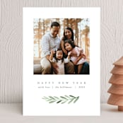 "Clean Laurel Wishes" - Holiday Cards in Slate by The Carillos - Front