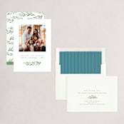 "Clean Laurel Wishes" - Holiday Cards in Slate by The Carillos - Assembled
