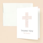 "Painted Cross" - Baptism and Christening Thank You Cards in Blush by Chasity Smith - Front