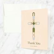 "Geometric Cross" - Baptism and Christening Thank You Cards in Serene by Pati Cascino - Front