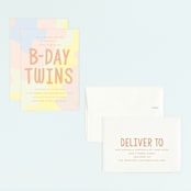 "Bday Twins" - Children's Birthday Party Invitations in Creamsicle by Baumbirdy - Assembled