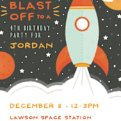 "Blast Off" - Children's Birthday Party Invitations in Moon by Michelle Taylor - Detail