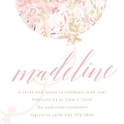 "floral balloon" - Children's Birthday Party Invitations in Bubblegum by Phrosné Barwood - Detail