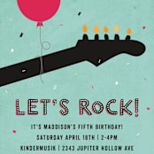 "Rock on" - Children's Birthday Party Invitations in Robin's Egg by Rebecca Bowen - Detail