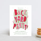 "Backyard Party" - Children's Birthday Party Invitations in Watermelon by Tatiana Nogueiras - Front