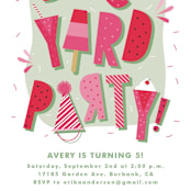 "Backyard Party" - Children's Birthday Party Invitations in Watermelon by Tatiana Nogueiras - Detail