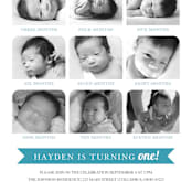 "12 Months" - Children's Birthday Party Invitations in Light Slate by Katie Speelman - Detail