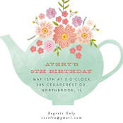 "Tea Party" - Children's Birthday Party Invitations in Mint by Nazia Hyder - Detail