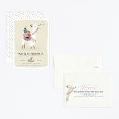 "Party Llama" - Children's Birthday Party Invitations in Coral by Jackie Crawford - Assembled