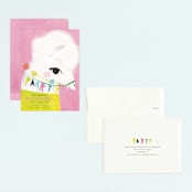 "Llama Birthday" - Children's Birthday Party Invitations in Watermelon by Lori Wemple - Assembled