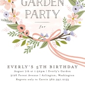 "Floral Crown" - Children's Birthday Party Invitations in Rose by Karidy Walker - Detail